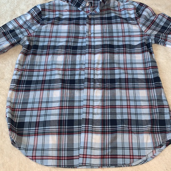 St. John’s Bay Blue & Red Button Down Shirt EUC Comfort Flex Medium - Picture 5 of 13